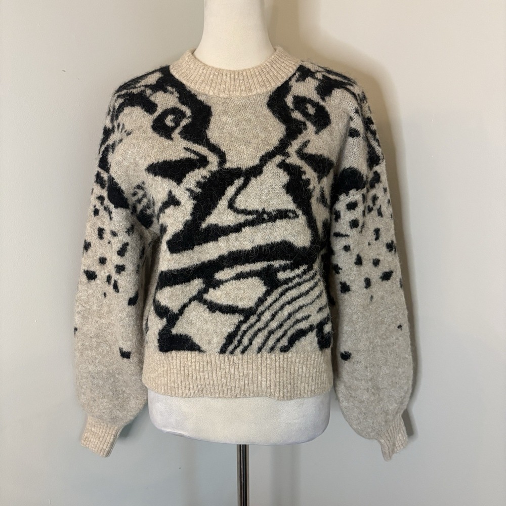 & Other Stories Stockholm Atelier Alpaca Wool Jacquard Knit Sweater Beige XS EUC